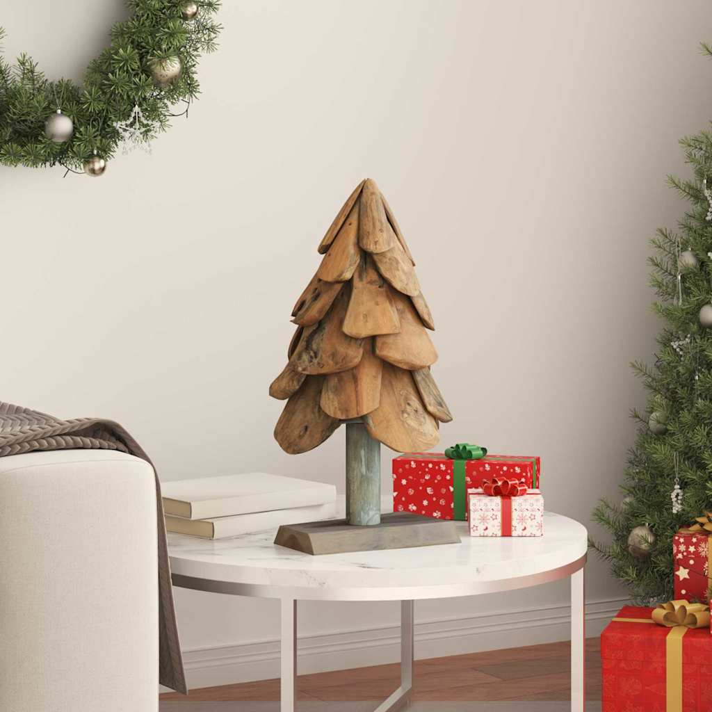 vidaXL Christmas Tree with Stand Brown 61 cm Solid Teakwood