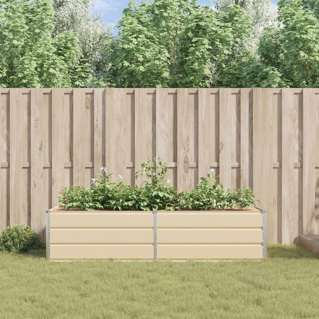 vidaXL Plantenbak Ivoor 195 x 100 x 45 cm Gegevens staal