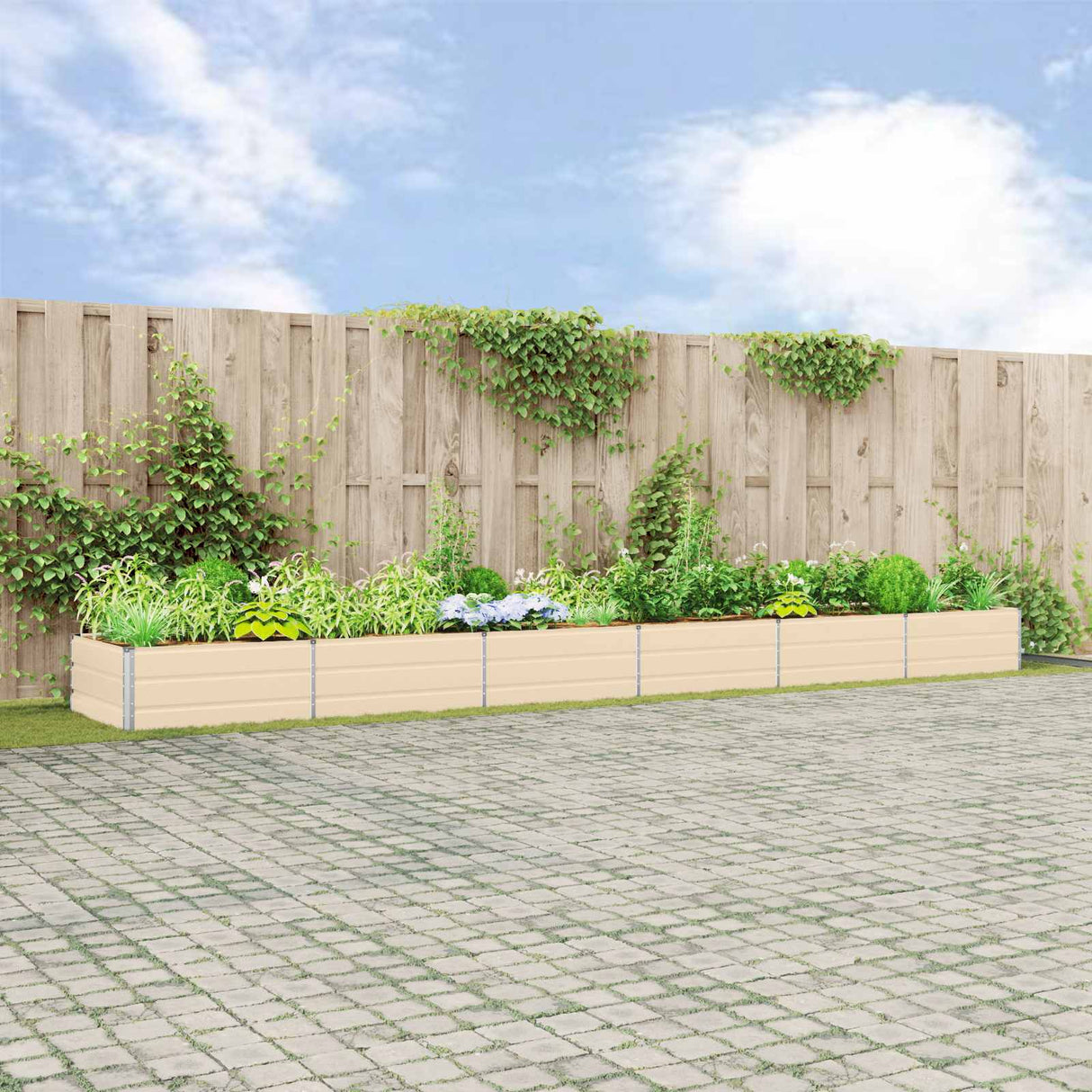 vidaXL Plantenbak Ivoor 195 x 100 x 45 cm Gegevens staal
