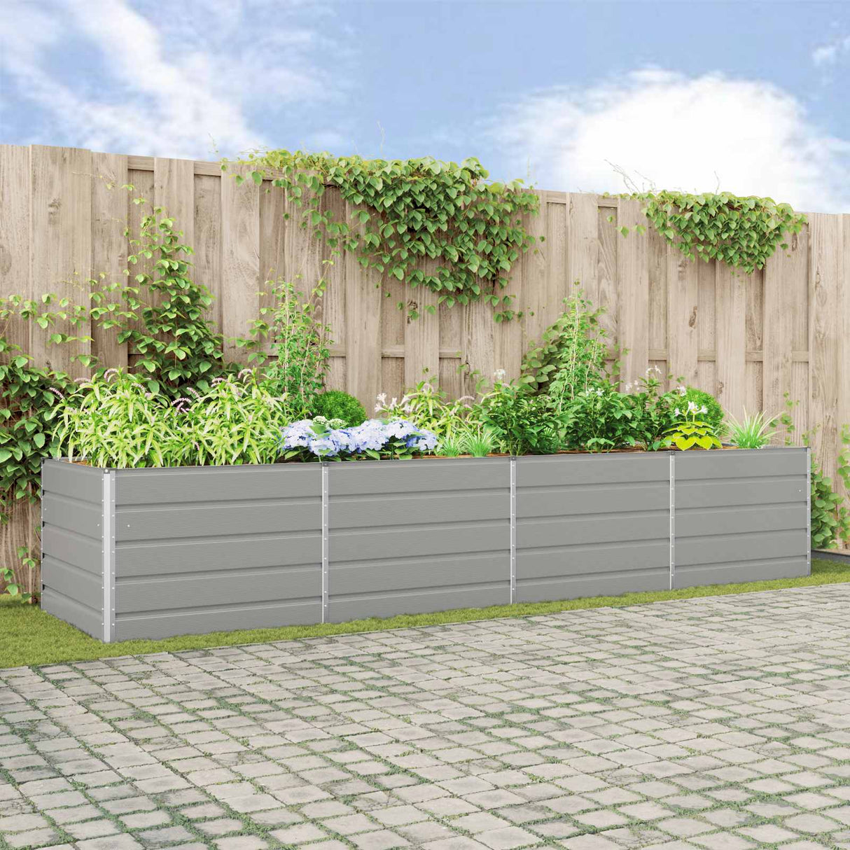 vidaXL Plantenbak Ivoor 195 x 100 x 45 cm Gegevens staal
