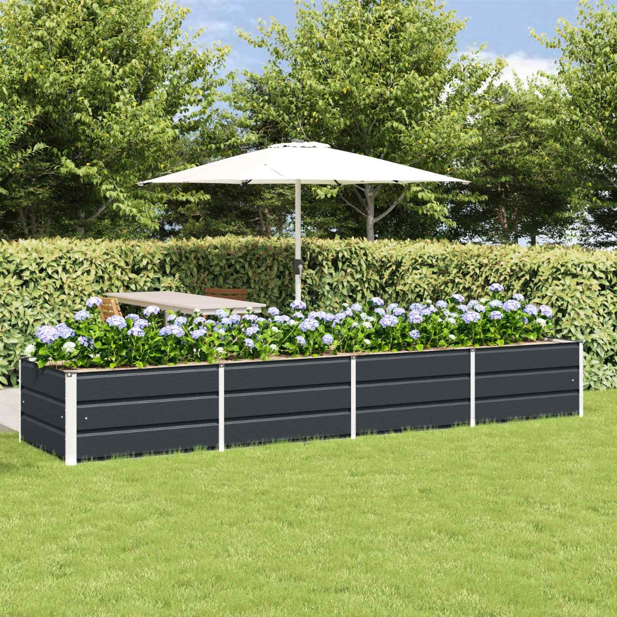 vidaXL Ivory Planter 160 x 80 x 45 cm Steel