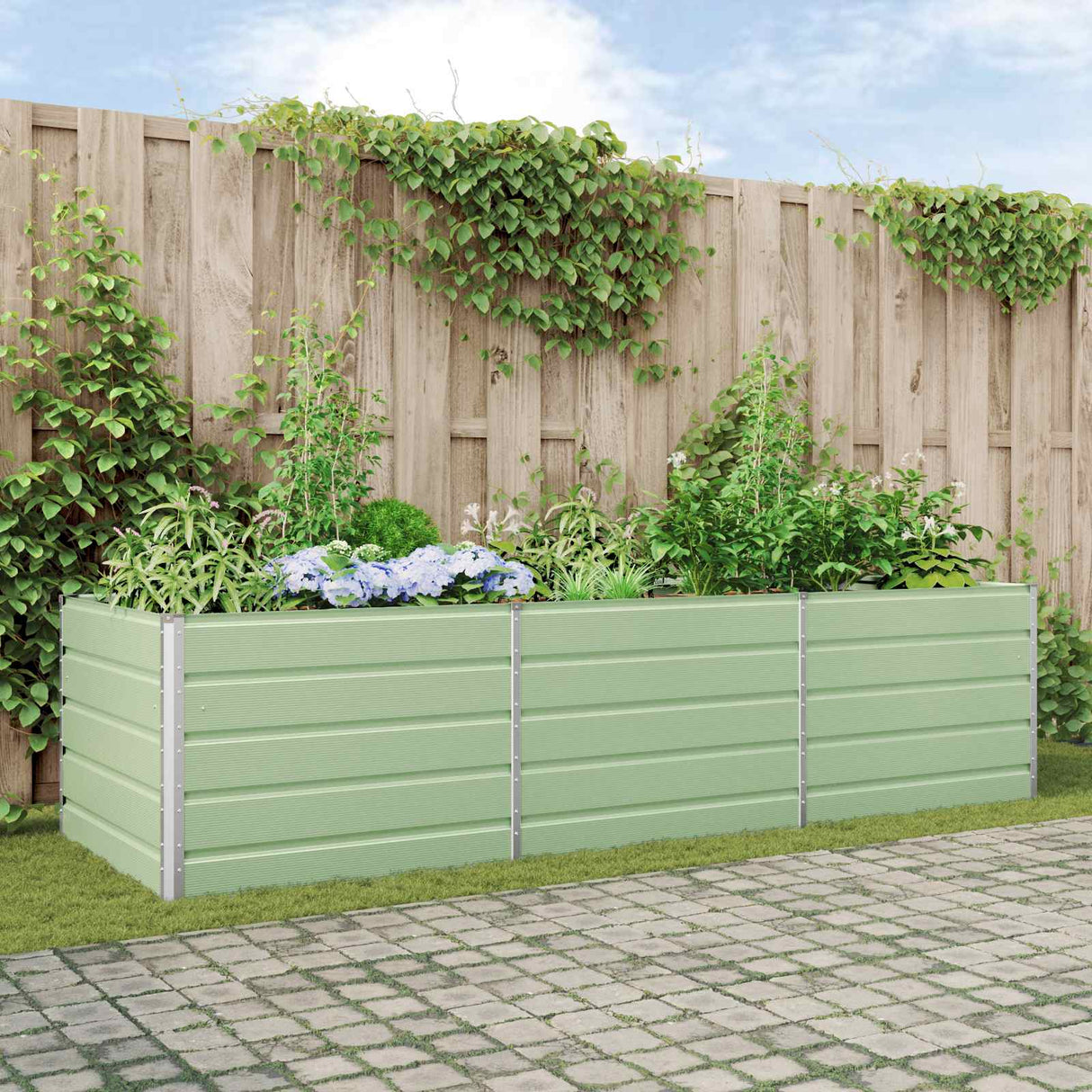 vidaXL Plantenbak Ivoor 195 x 100 x 45 cm Gegevens staal
