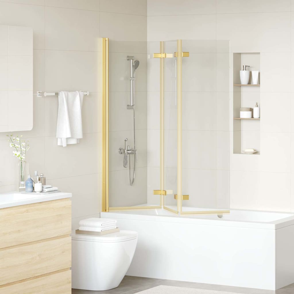 vidaXL Douche Omheining Goud 130 x 138 cm ESG Glas en Aluminium