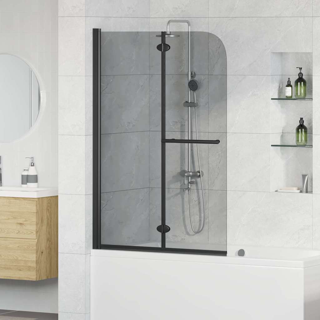 vidaXL Folding Shower Screen 2 Panels 95x140 cm ESG Black