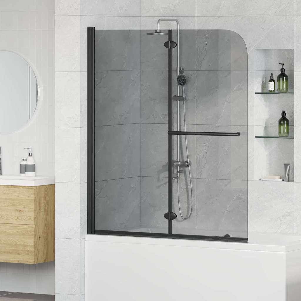 vidaXL Folding Shower Screen 2 Panels 95x140 cm ESG Black