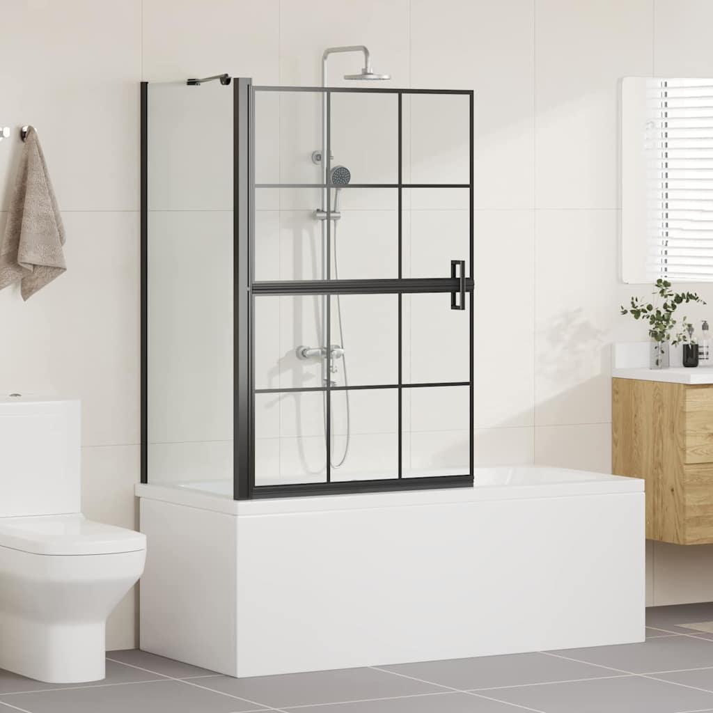 vidaXL Bad Douche Scherm Zwart en Transparant 80 x 68 x 128 cm