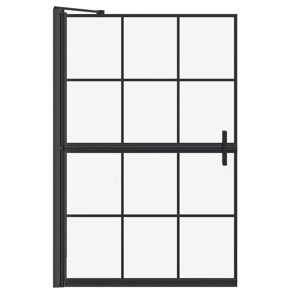 vidaXL Bad Douche Scherm Zwart en Transparant 80 x 68 x 128 cm