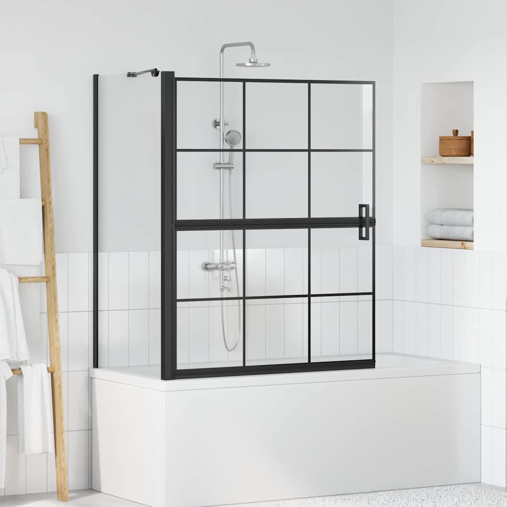 vidaXL Bad Douche Scherm Zwart en Transparant 80 x 68 x 128 cm