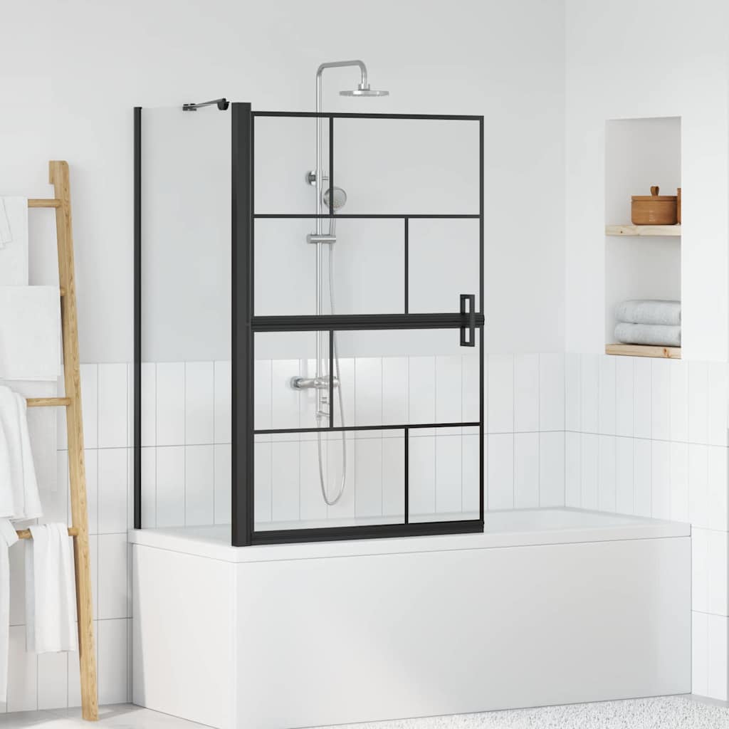 vidaXL Bad Douche Scherm Zwart en Transparant 80 x 68 x 128 cm