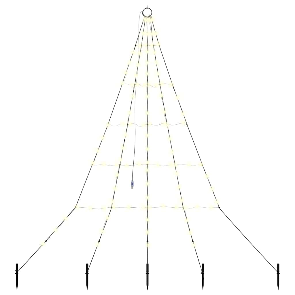 vidaXL LED Christmas Tree with Ground Spikes 112 Warm White LEDs 182 cm Metal