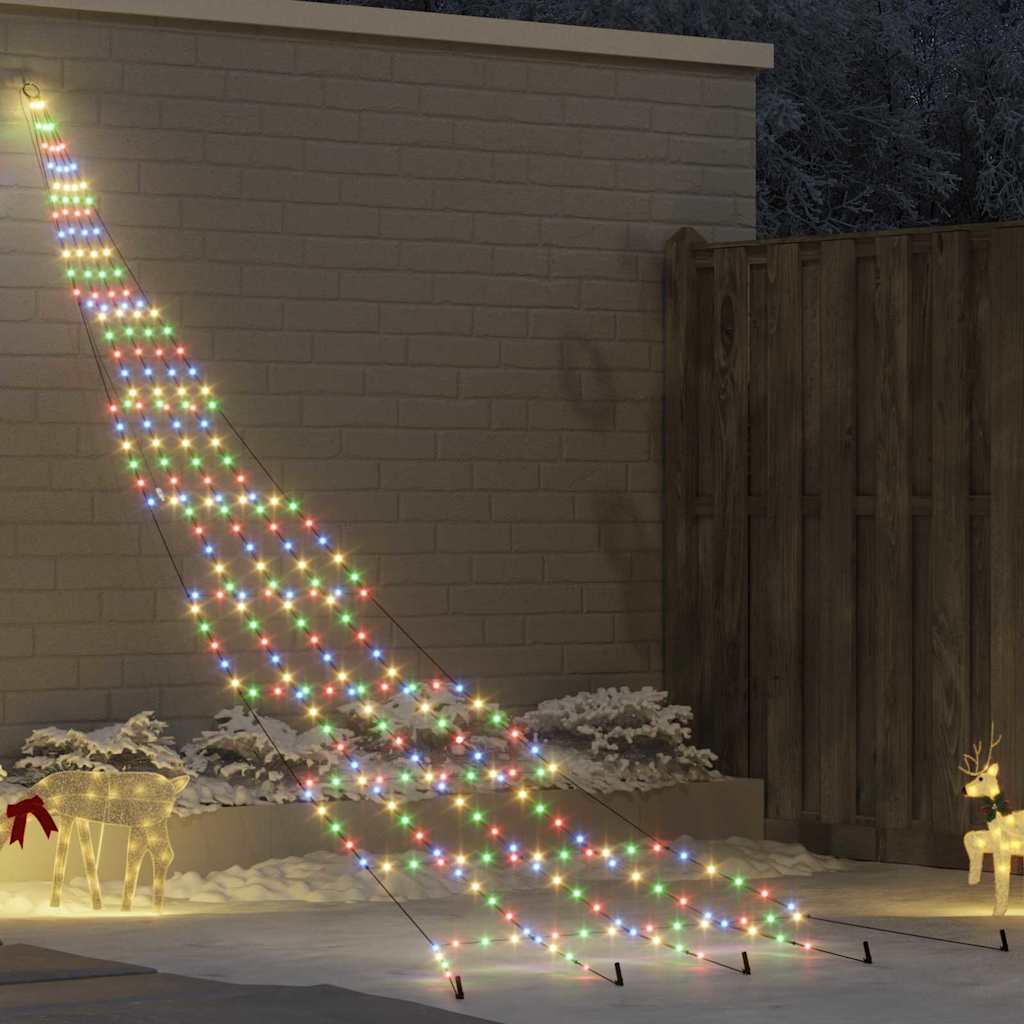 vidaXL LED Christmas Tree with Ground Spikes 112 Warm White LEDs 182 cm Metal