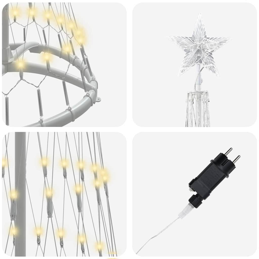 vidaXL LED Christmas tree with 230 warm white LEDs 51 x 51 x 190 cm Metal