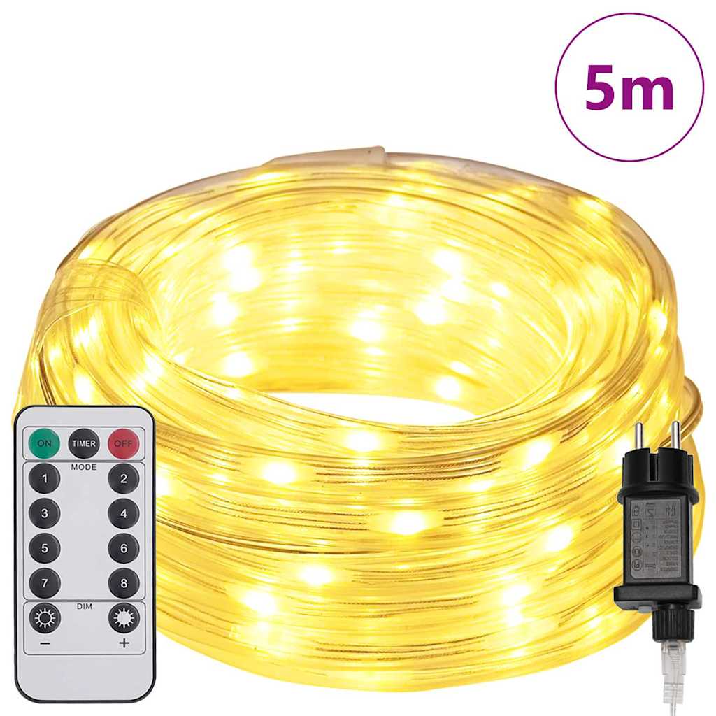 vidaXL Rope Light with 120 LED Warm White 5 m PVC