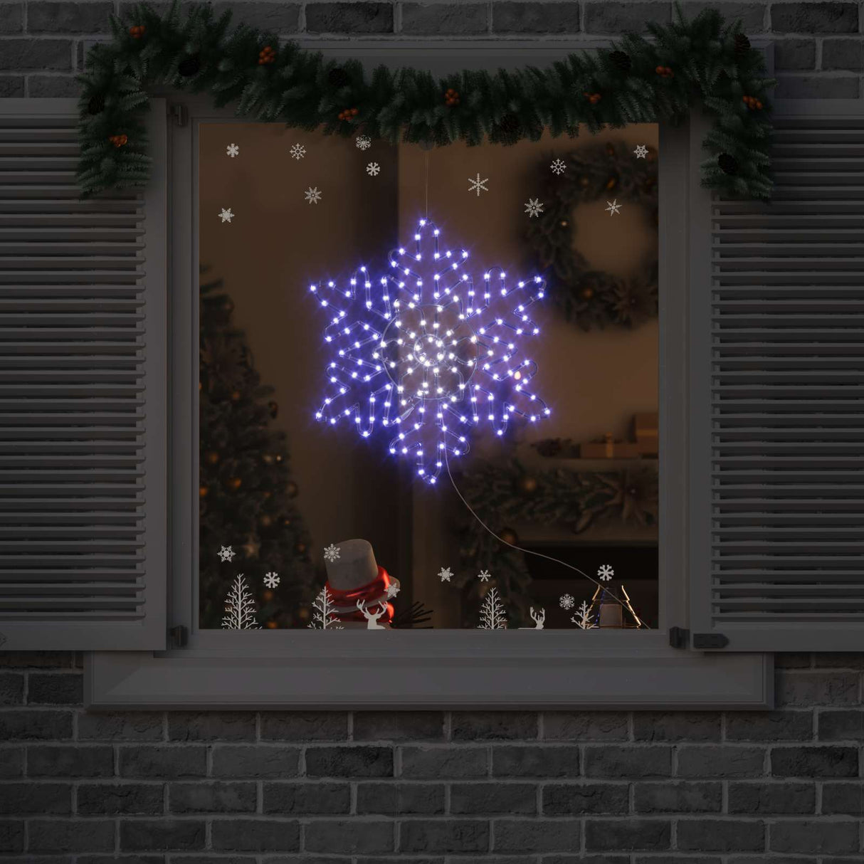 vidaXL Kerst sneeuwvlok met 156 LED Blauw 55,5 x 55,5 x 0,75 cm PVC