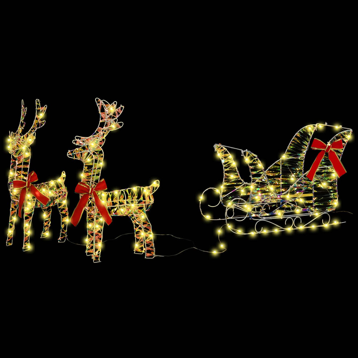 vidaXL Reindeer Pull Sled with 160 LED Warm White 30 x 12 x 54.5 cm PET