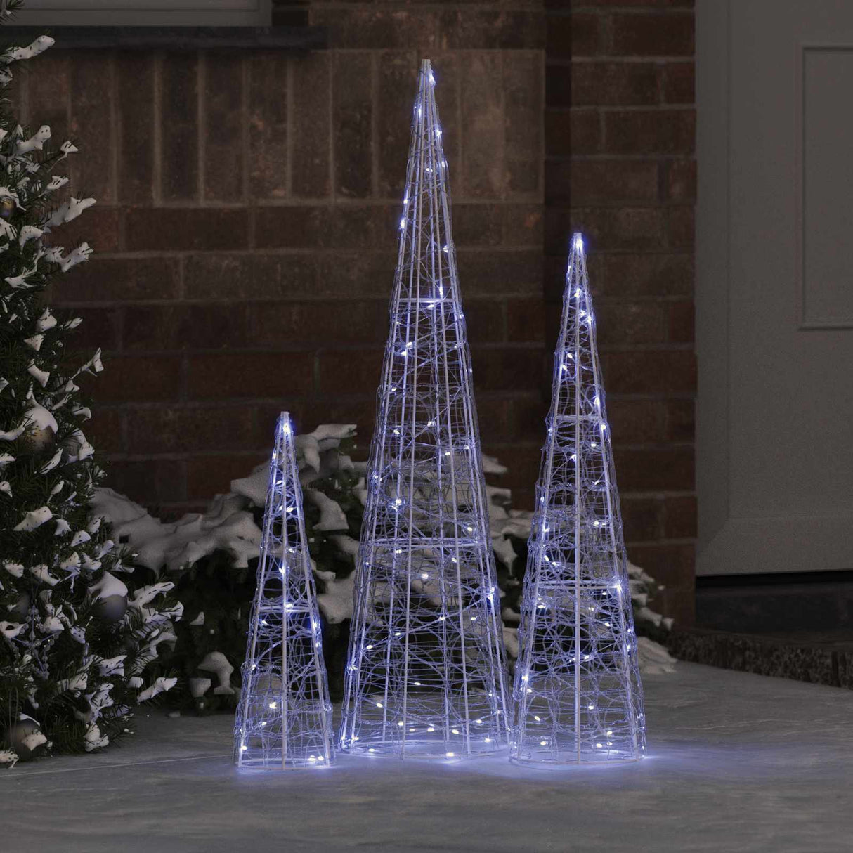 vidaXL Kerstboom met 90 LED 3 pcs Warmwit 20 x 20 x 80 cm Acryl