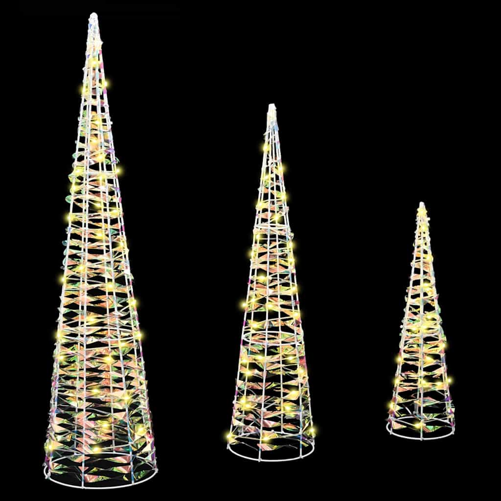 vidaXL Kerstboom met 90 LED 3 pcs Warmwit 20 x 20 x 80 cm PET