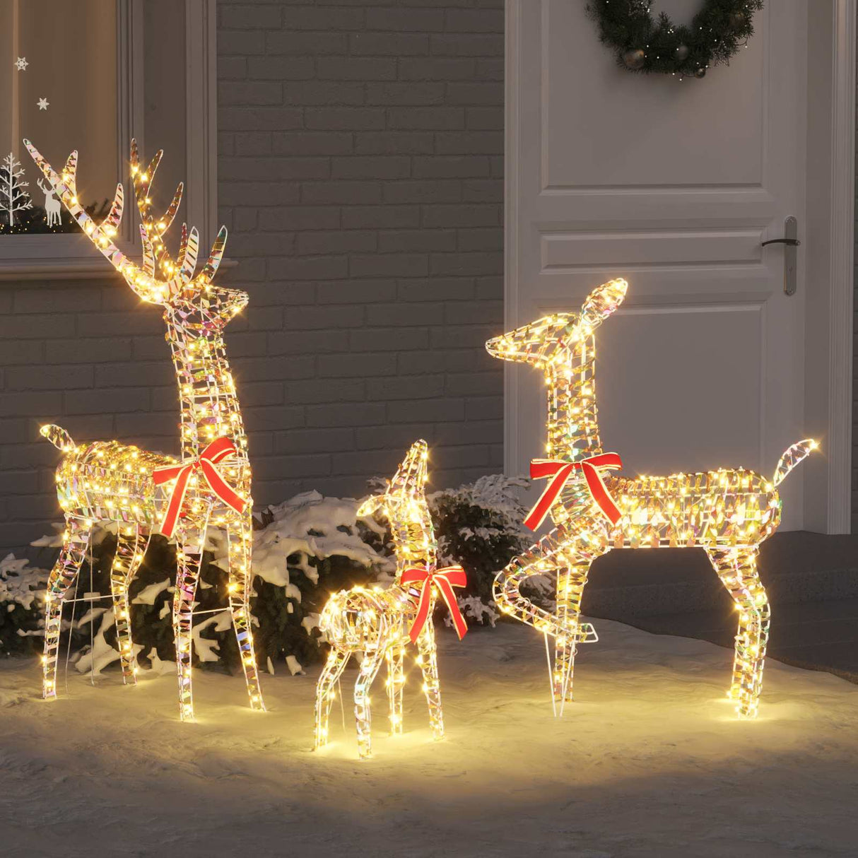 vidaXL Rendierfamilie met 300 LED 3 pcs Warmwit 67 x 26 x 127 cm PET