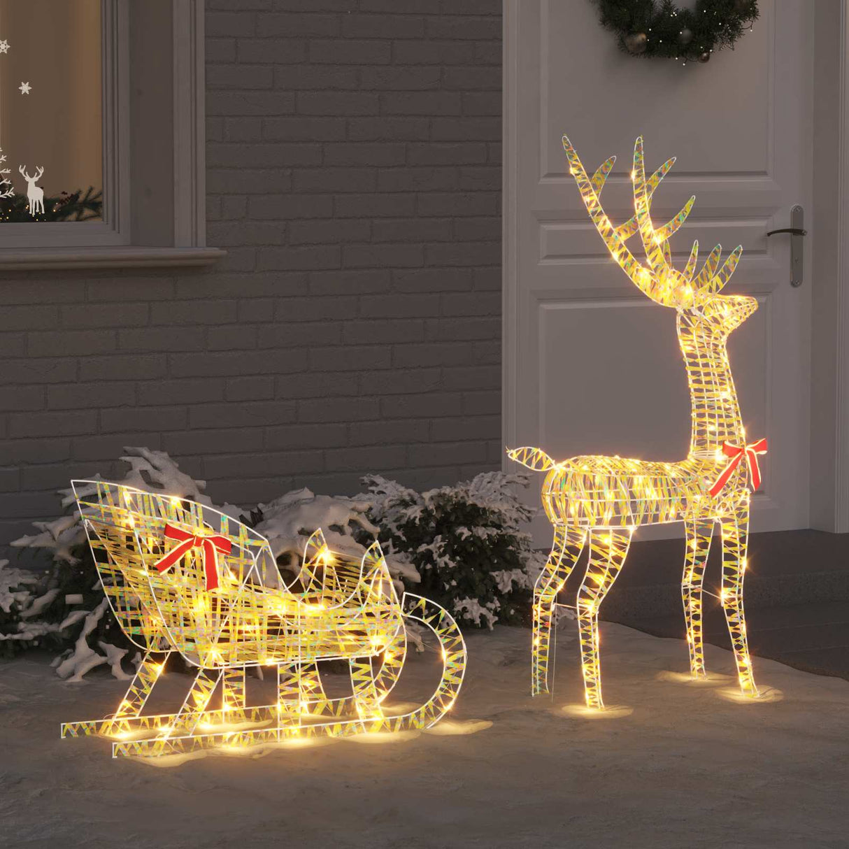 vidaXL Rendier Trek Slede met 200 LED Warmwit 70 x 26 x 129 cm PET