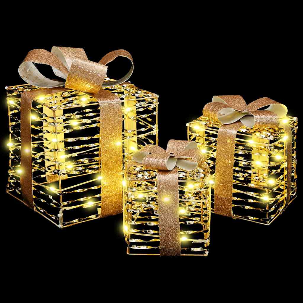 vidaXL Kerstcadeaubox 3 st 150 LED's PET