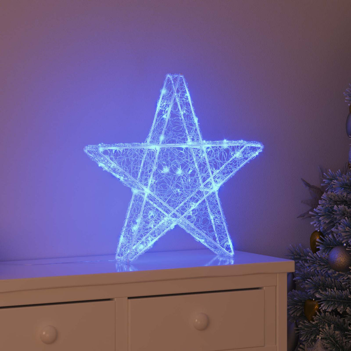 vidaXL 3D Ster met 50 LED Warmwit 55 x 53,5 x 10 cm Acryl