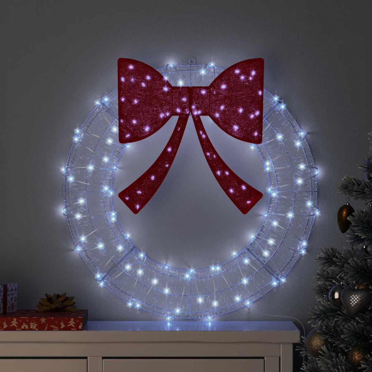 vidaXL Krans met 60 LED Warmwit 76 x 76 x 8,5 cm Acryl