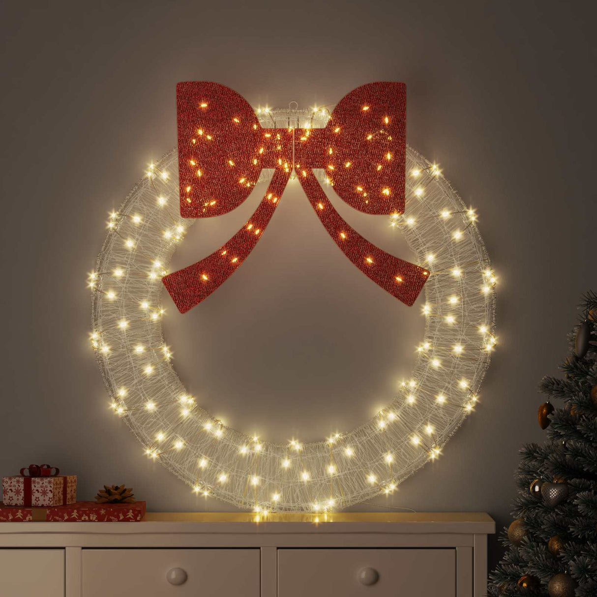 vidaXL Krans met 60 LED Warmwit 76 x 76 x 8,5 cm Acryl