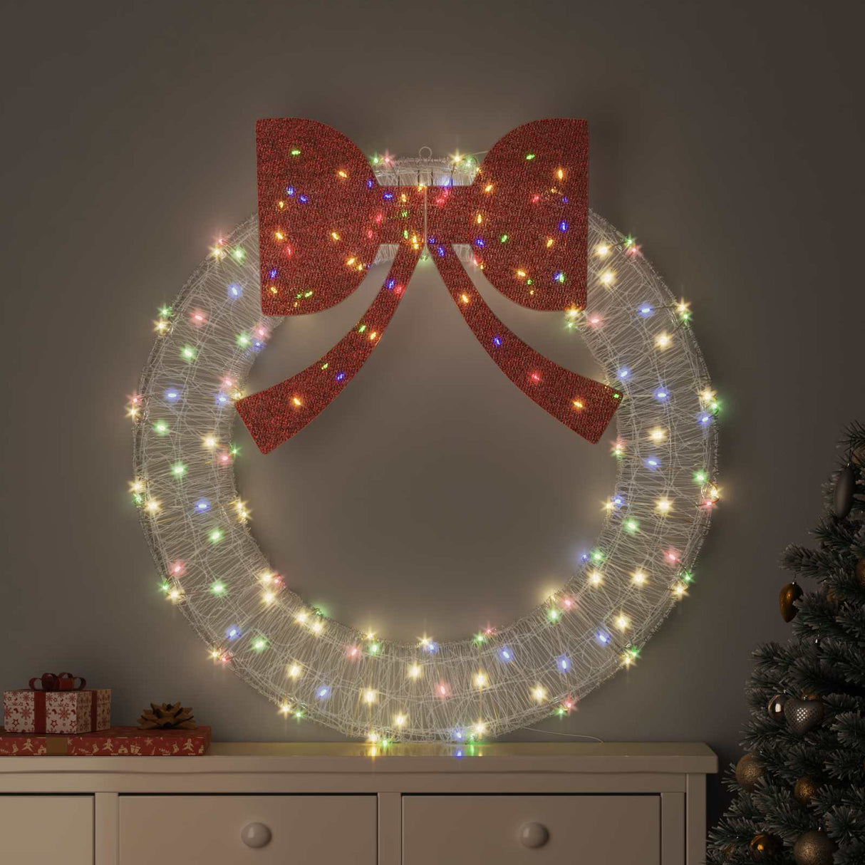 vidaXL Krans met 60 LED Warmwit 76 x 76 x 8,5 cm Acryl