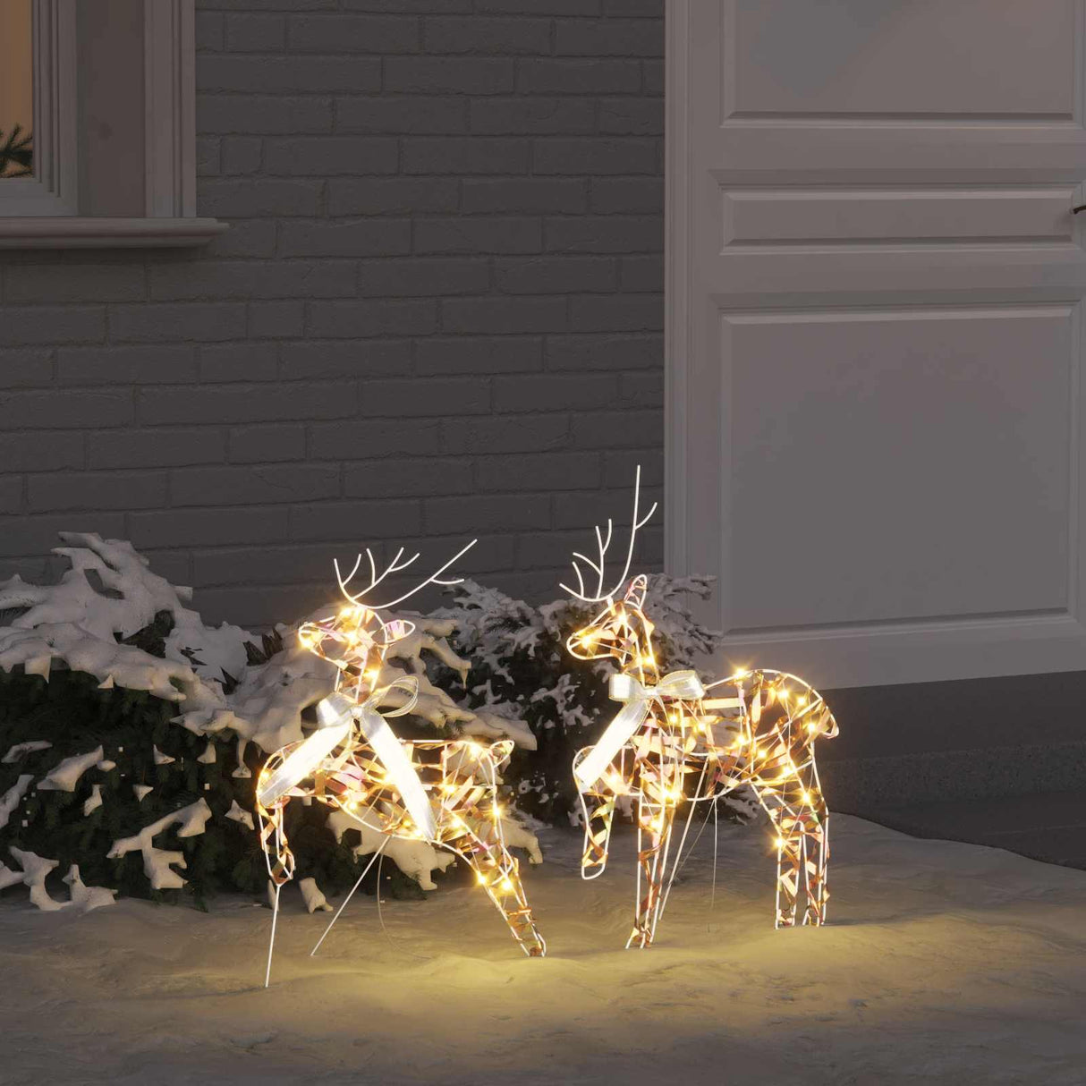 vidaXL LED Reindeer 4 pcs Gold Fabric