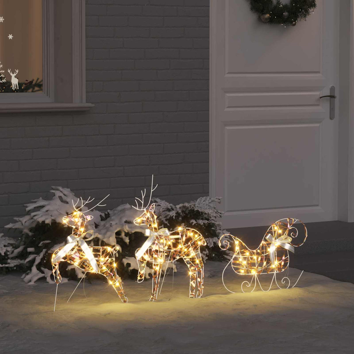 vidaXL LED Reindeer 5 pcs Gold Fabric