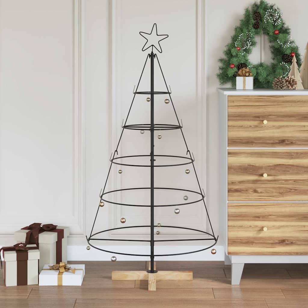 vidaXL Kerst Cone Boom met standaard Zwart 60 cm Staal