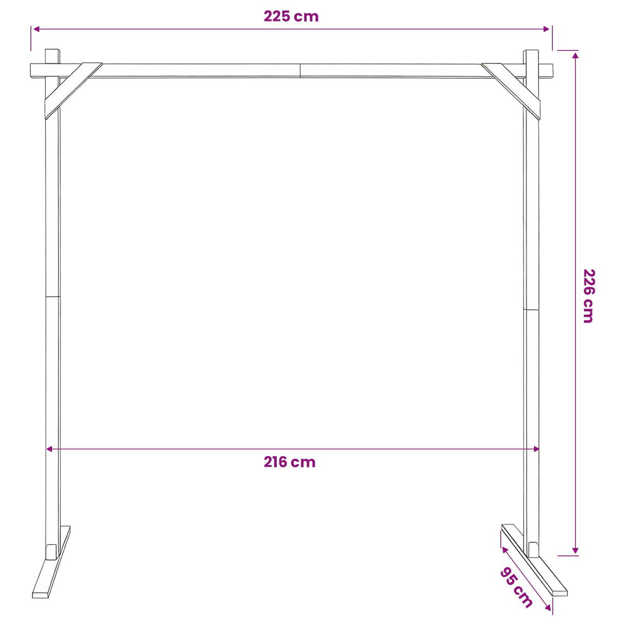 vidaXL Huwelijksboog Lichtbruin 225 x 95 x 226 cm Massief vurenhout