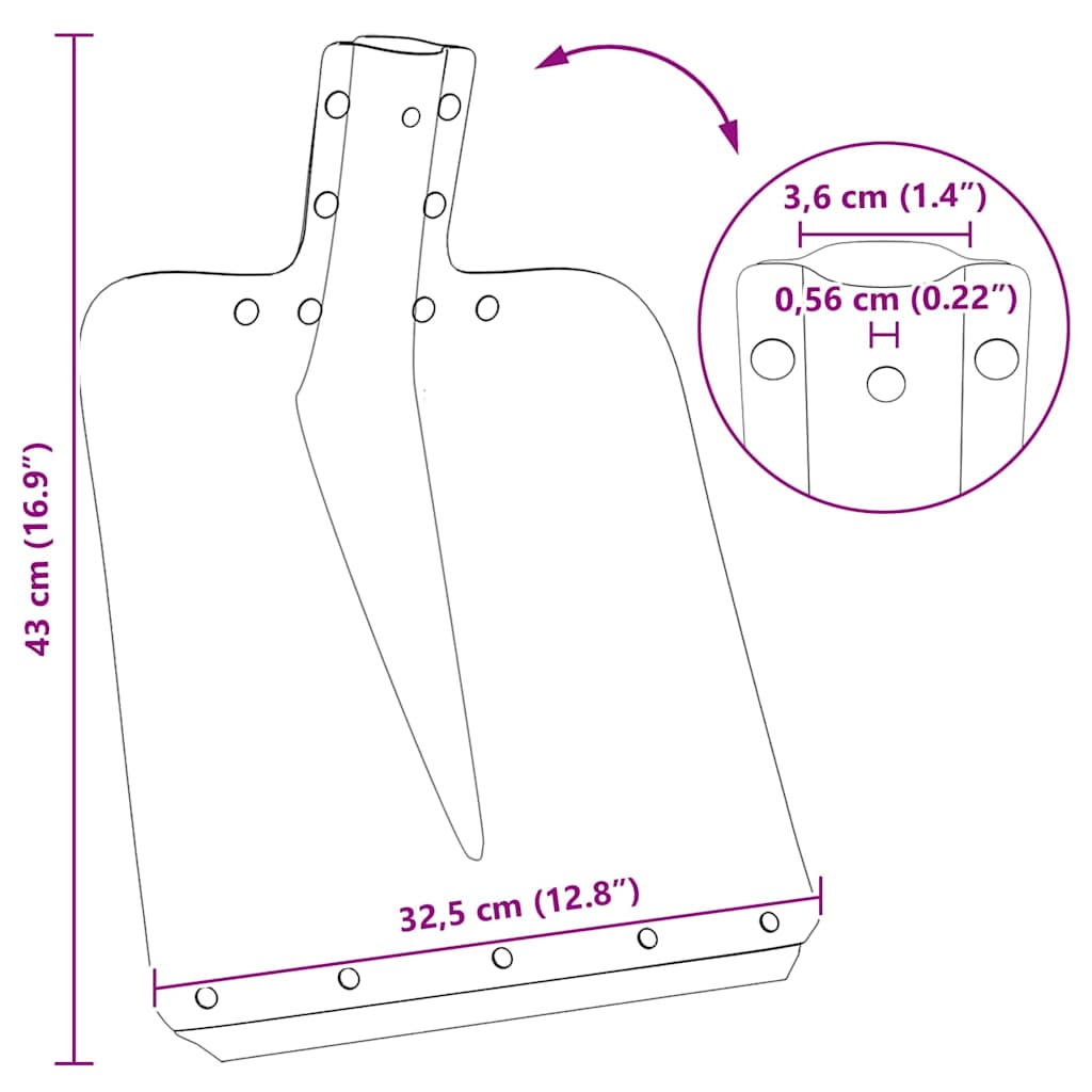 vidaXL Schep Hoofd Zilver 43 x 32,5 cm Aluminium