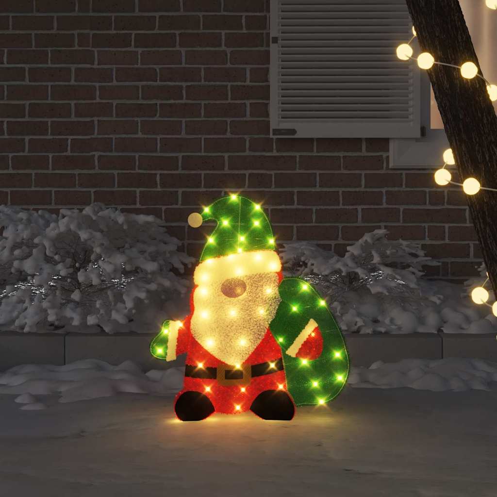 vidaXL Verlichte Kerstman met 60 LED Warmwit 70 x 62 cm Tinsel Stof