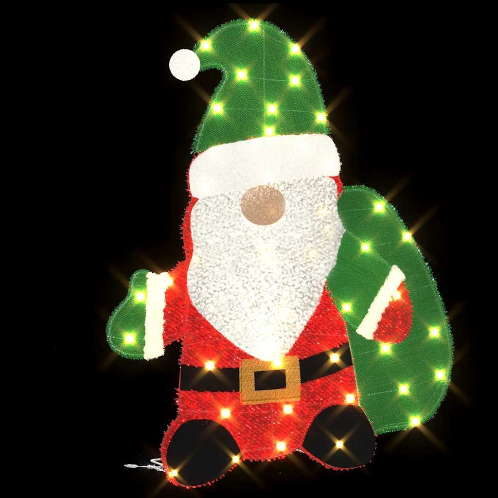 vidaXL Verlichte Kerstman met 60 LED Warmwit 70 x 62 cm Tinsel Stof