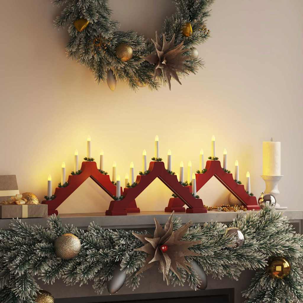 vidaXL Kerst Kaarsbrug Bruin 39,5 x 5 x 29 cm Massief grenenhout