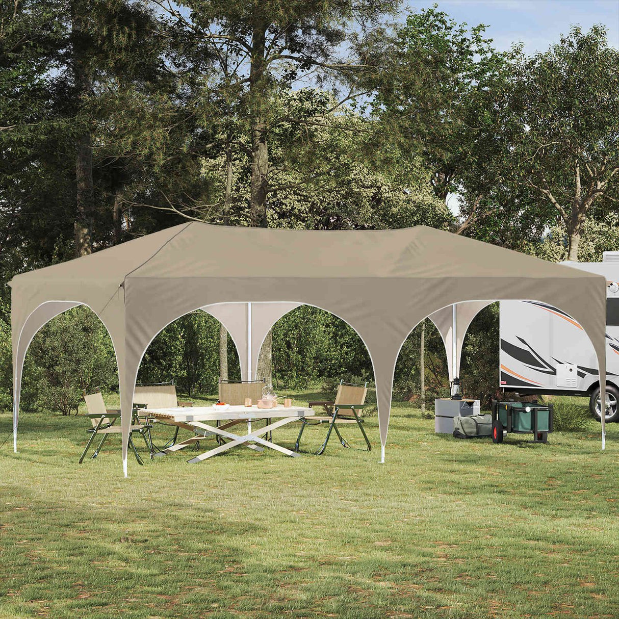 vidaXL Pop-up Feesttent 575 x 288 x 245 cm Crèmekleurig Oxford Stof