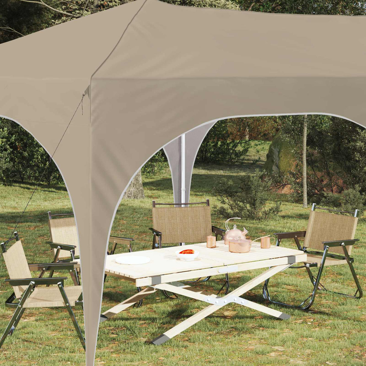 vidaXL Pop-up Feesttent 575 x 288 x 245 cm Crèmekleurig Oxford Stof