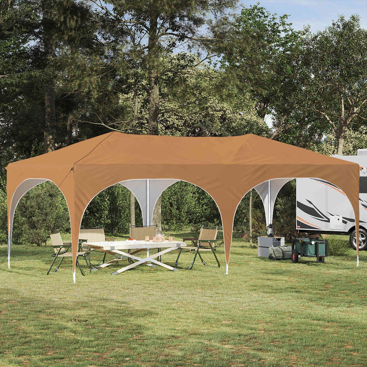 vidaXL Pop-up Feesttent 575 x 288 x 245 cm Crèmekleurig Oxford Stof