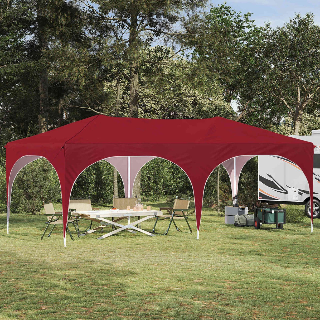 vidaXL Pop-up Feesttent 575 x 288 x 245 cm Crèmekleurig Oxford Stof
