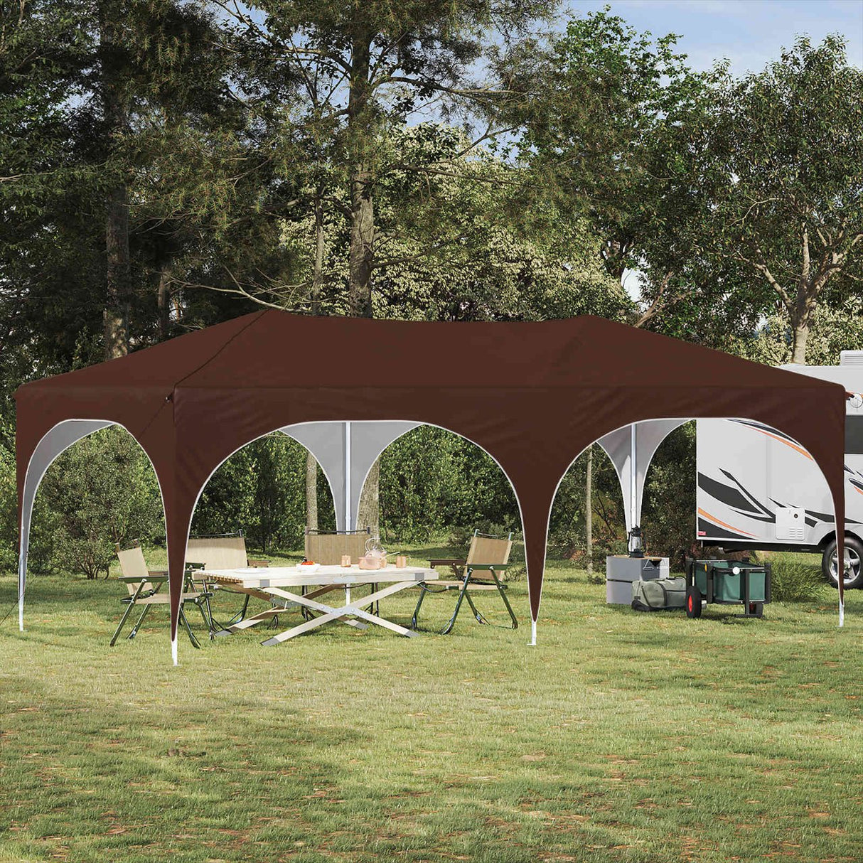 vidaXL Pop-up Feesttent 575 x 288 x 245 cm Crèmekleurig Oxford Stof