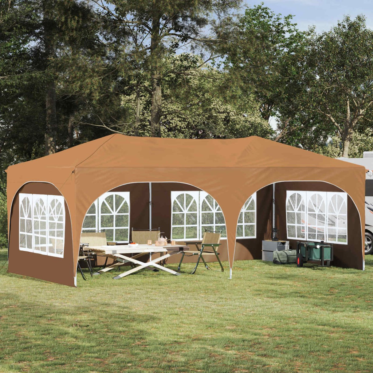 vidaXL Pop-up Feesttent 575 x 288 x 245 cm Crèmekleurig Oxford Stof