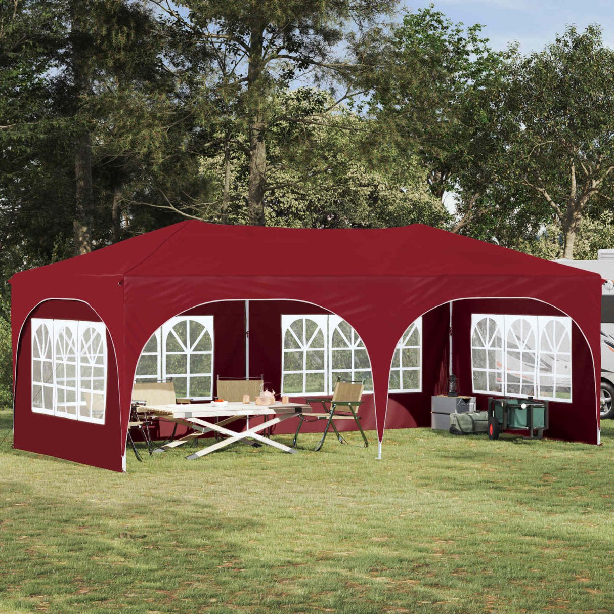 vidaXL Pop-up Feesttent 575 x 288 x 245 cm Crèmekleurig Oxford Stof