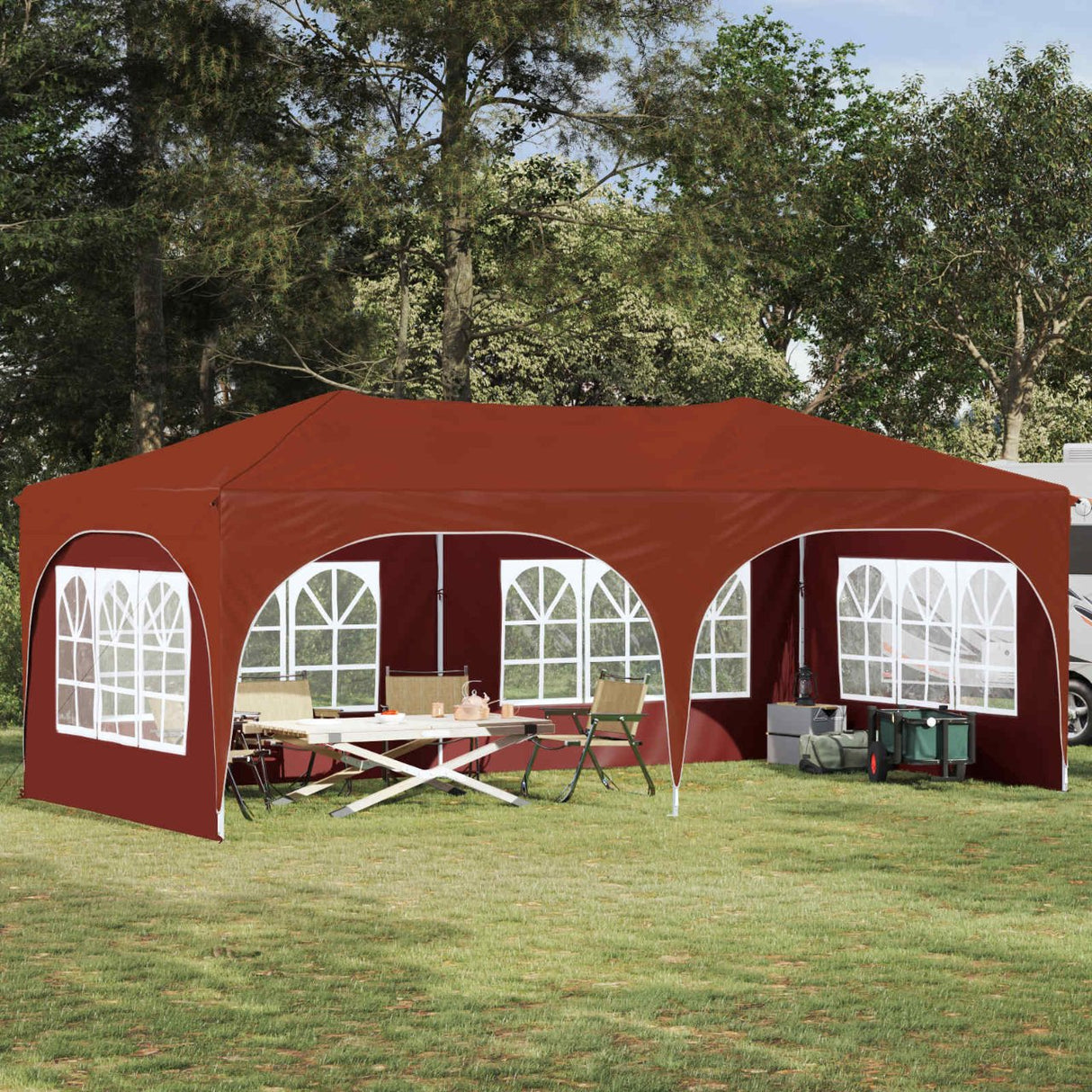vidaXL Pop-up Feesttent 575 x 288 x 245 cm Crèmekleurig Oxford Stof