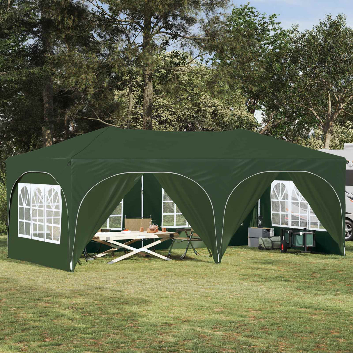 vidaXL Pop-up Feesttent 575 x 288 x 245 cm Crèmekleurig Oxford Stof