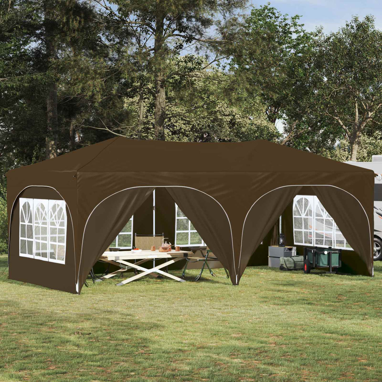 vidaXL Pop-up Feesttent 575 x 288 x 245 cm Crèmekleurig Oxford Stof