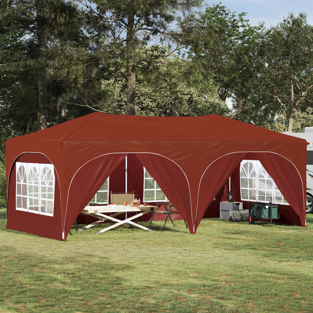 vidaXL Pop-up Feesttent 575 x 288 x 245 cm Crèmekleurig Oxford Stof