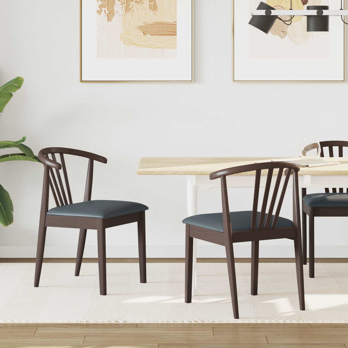vidaXL Dining Chair 2 pcs Light Brown and Light Solid Rubberwood