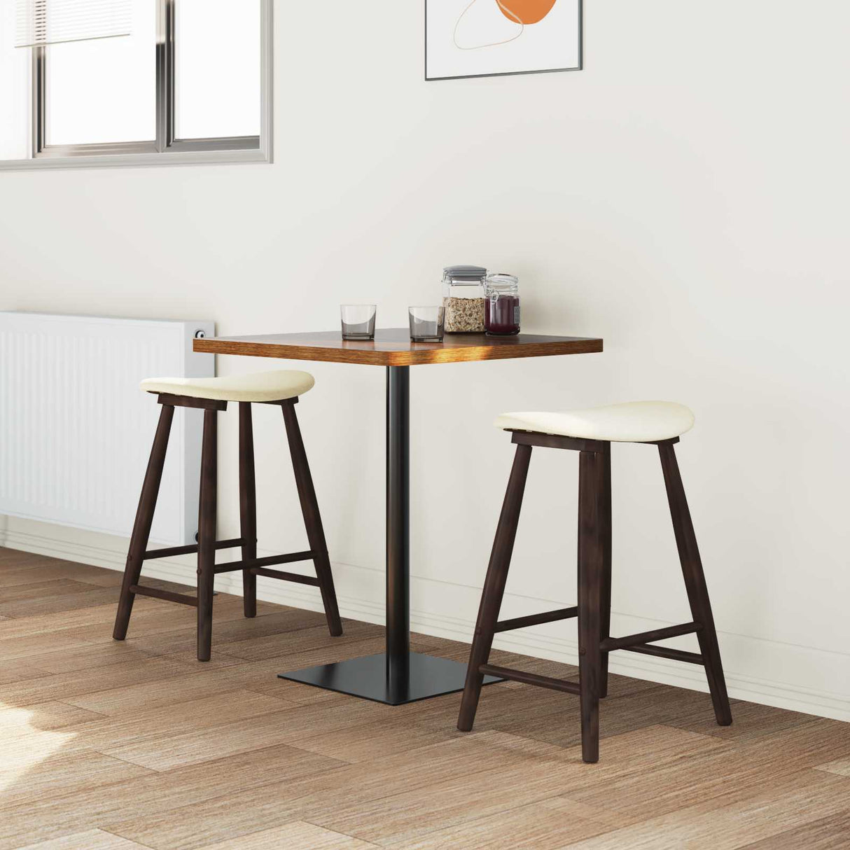 vidaXL Eetstoelen 2 pcs Lichtbruin 46 x 37 x 63 cm Massief Rubberhout