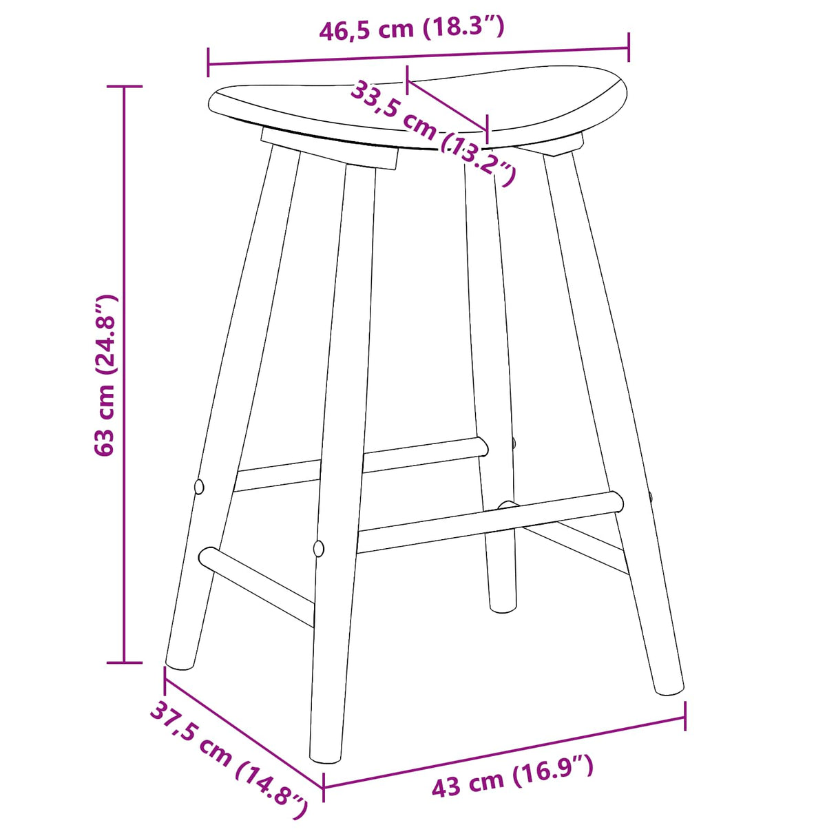 vidaXL Eetstoelen 2 pcs Lichtbruin 46 x 37 x 63 cm Massief Rubberhout